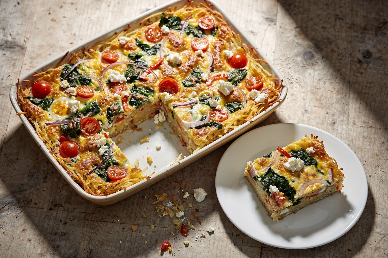 Kartoffel-Gemüse-Auflauf mit Ei und Feta